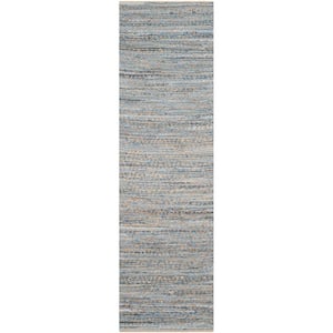 Cape Cod Natural/Blue 2 ft. x 10 ft. Gradient Striped Runner Rug