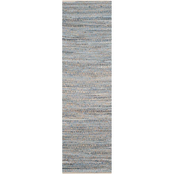 SAFAVIEH Cape Cod Natural/Blue 2 ft. x 10 ft. Gradient Striped Runner Rug