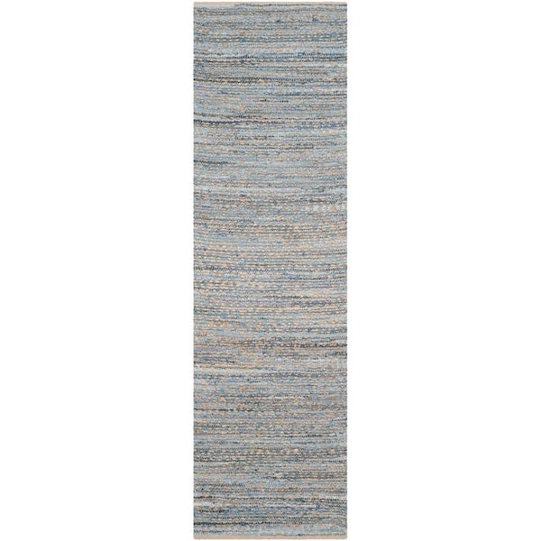 Cape Cod Natural/Blue 2 ft. x 16 ft. Gradient Striped Runner Rug