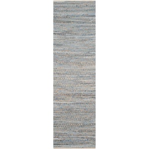 Cape Cod Natural/Blue 2 ft. x 20 ft. Gradient Striped Runner Rug