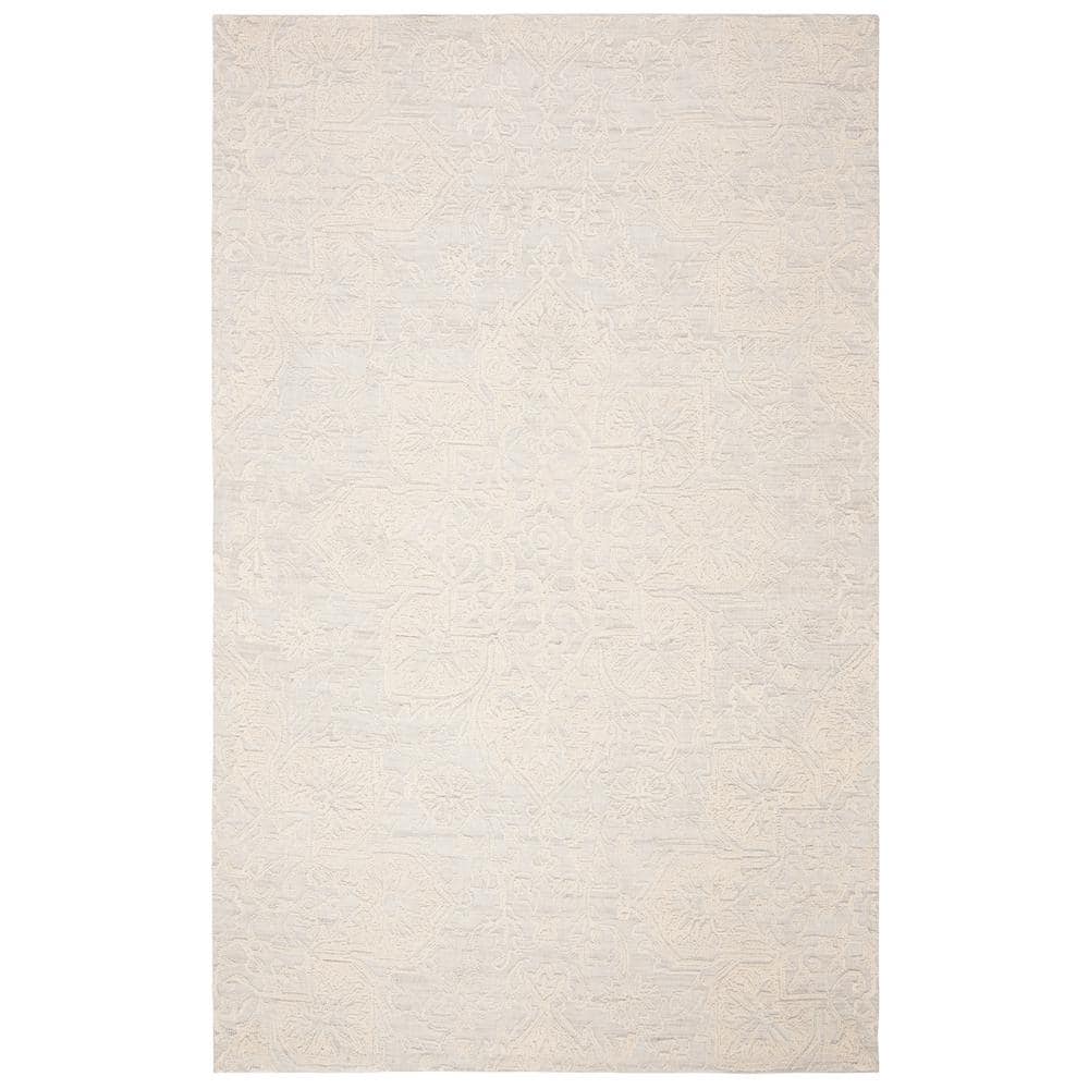 Handmade Ivory Abstract Wool Round Tufted Rug - 54" Diameter