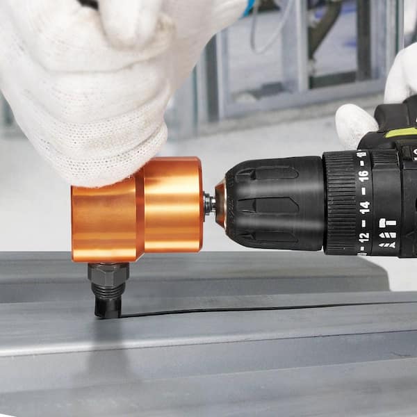 Double Head Sheet Metal Nibbler Cutter, 360° Metal Nibbler Drill Attachment with Extra Punch and Die, Cutting Hole