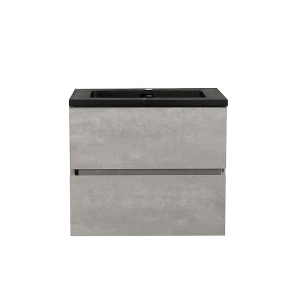 FORCLOVER 23.6 in. W x 18.9 in. D x 19.7 in. H Bath Vanity in Gray with Black Quartz Top
