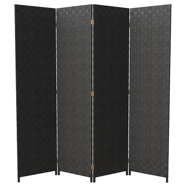 Oriental Furniture 6 ft. Black 4-Panel Room Divider