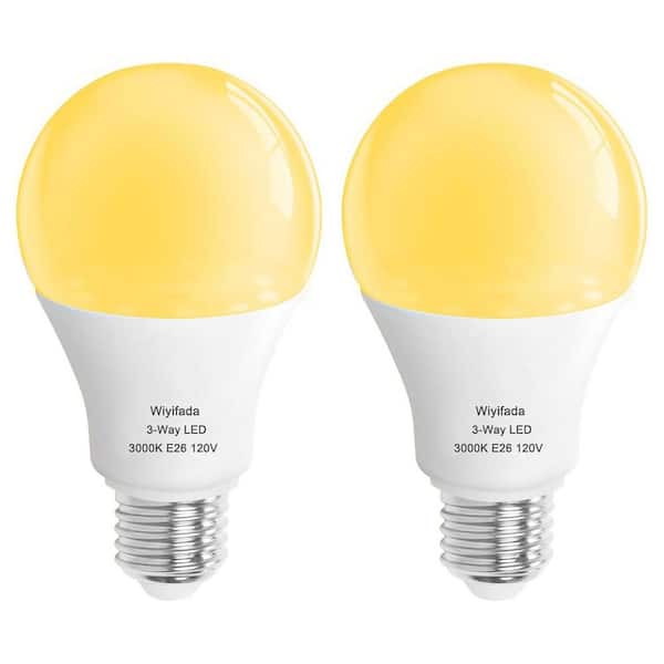 3-Way LED Light Bulbs 2 Pack, 30-70-100W Equivalent, Soft White 3000K, E26 Medium Base A19