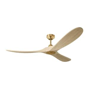 Maverick 60 in. Smart Indoor/Outdoor Burnished Brass Ceiling Fan with Washed White Oak Blades and Remote Included