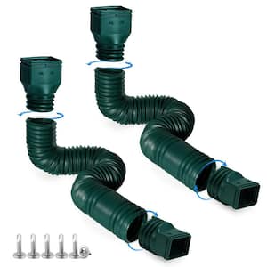 21 in. to 68 in. Flexible Green Plastic (PE) Rain Gutter Downspout Extensions (2-Pack)