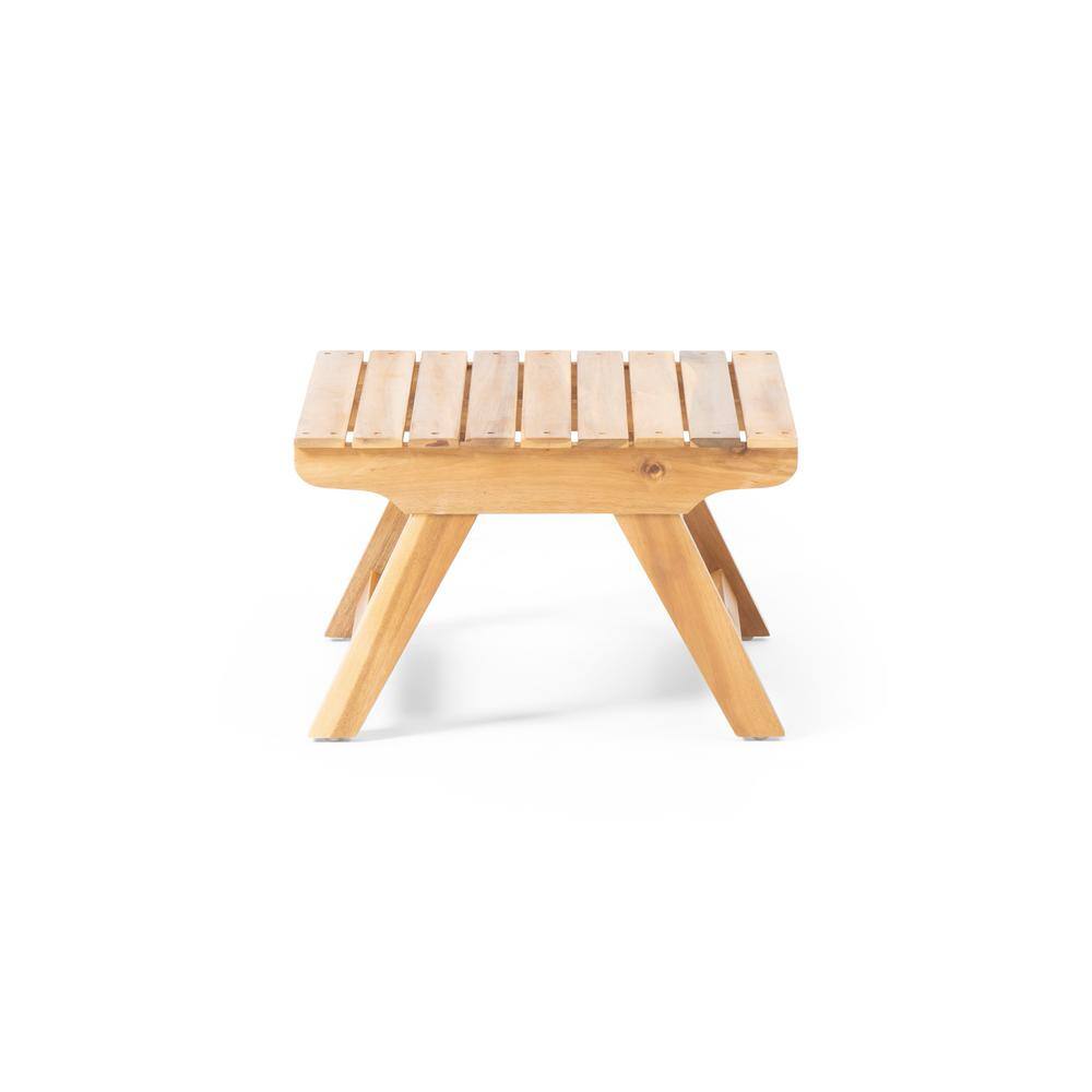 Teak Brown Acacia Wood Square Outdoor End Table