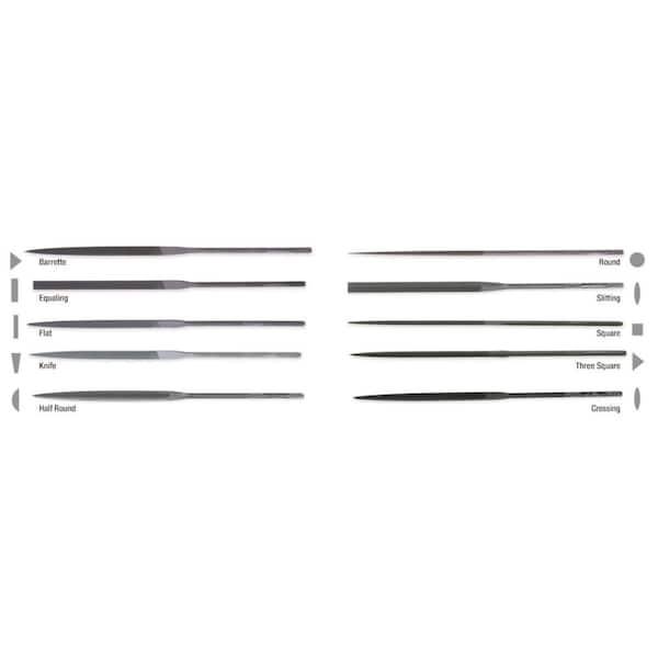 Crescent Nicholson 4 in. Miniature 0-Cut Swiss Pattern Assorted File Set with Pouch (12-Piece)