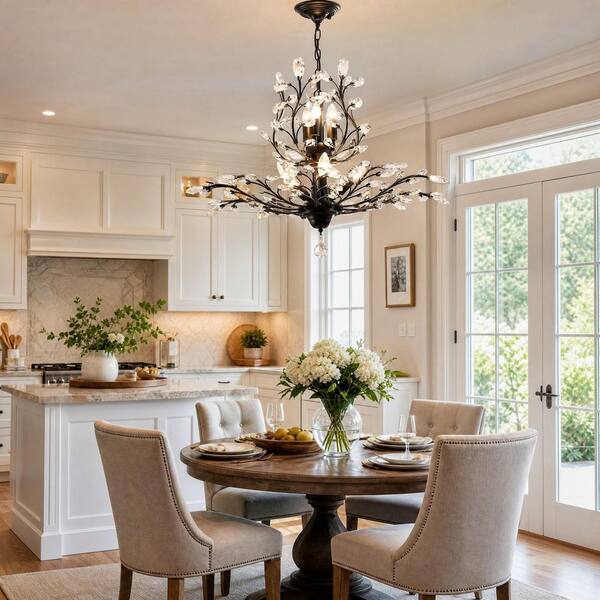 chandelierデスク Genoci 8-Light Black Dimmable Empire Chandelier for Living Room