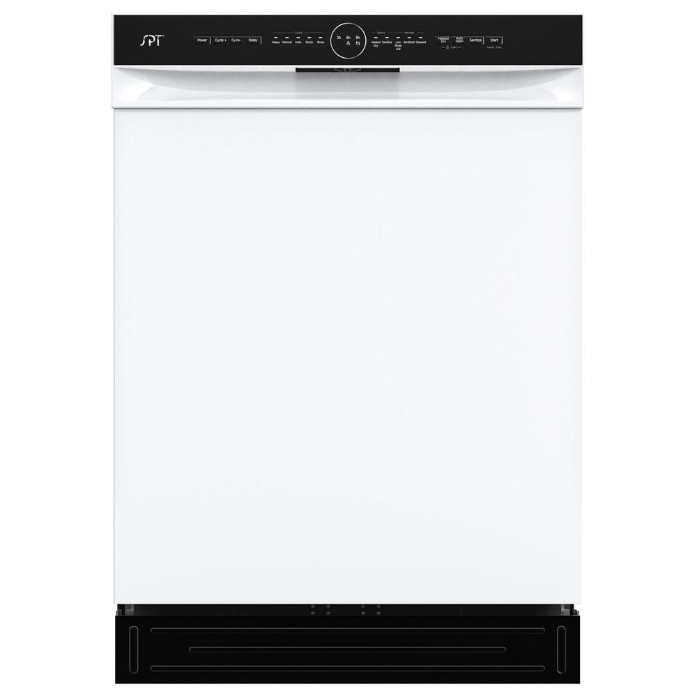 24 in. Front Control Built-In Tall Tub Dishwasher in White with 5 Cycles, 54 dBA, Smart Wash, and 3rd Rack