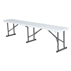 White Outdoor 6 ft. Fold-in-Half Folding Bench.