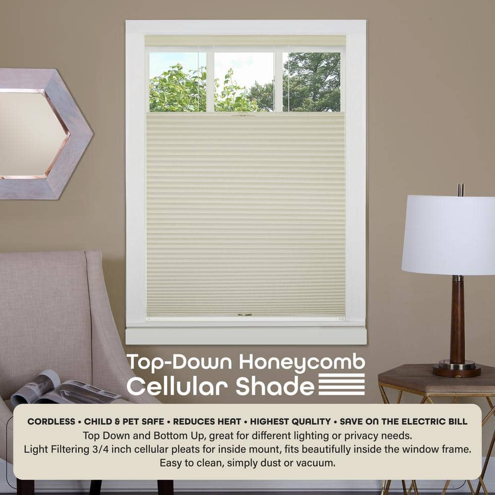 Alabaster Top Down Bottom Up Light Filtering Cellular Shade 64" x 29"