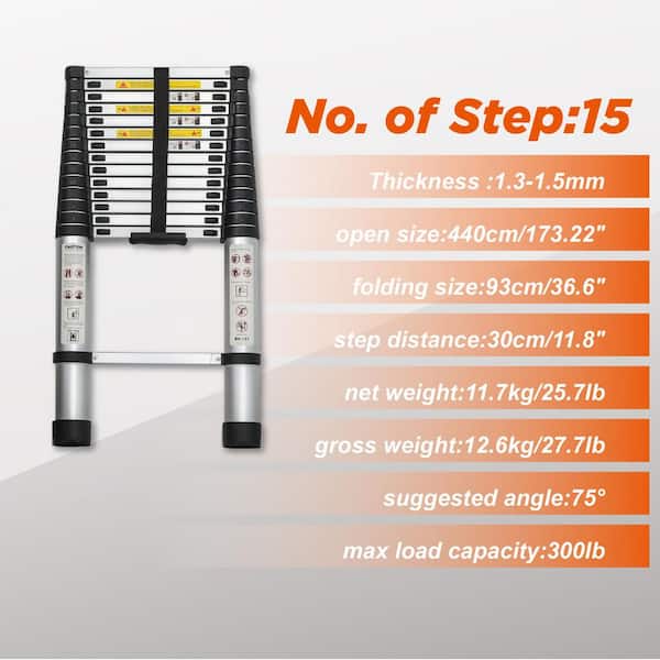WRIGHTMASTER 14.5 ft. Aluminum Extension Ladder with an