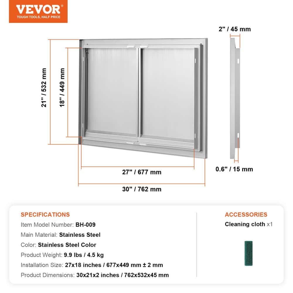 Stainless Steel Double Outdoor Kitchen Access Door
