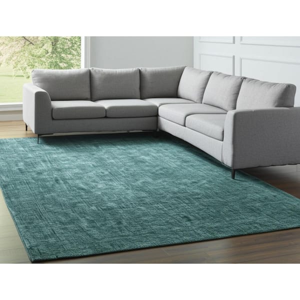 Green 8 x 11 ft. Woven Solid Color Rectangle Indoor Area Rug