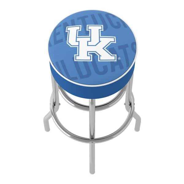 University of Kentucky Reflection 31 in. Blue Low Back Metal Bar Stool with Vinyl Seat