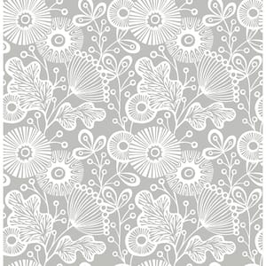 Ana Grey Floral Grey Wallpaper Sample