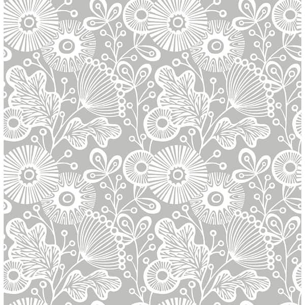 A-Street Prints Ana Grey Floral Grey Wallpaper Sample