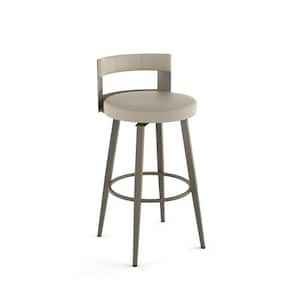 Paramont 30.5 in. Greige Faux Leather/Grey Metal Bar Stool