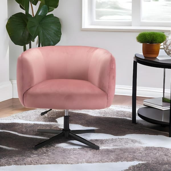 HomeRoots Pink Barrel Chair Set of 1 with Swivel