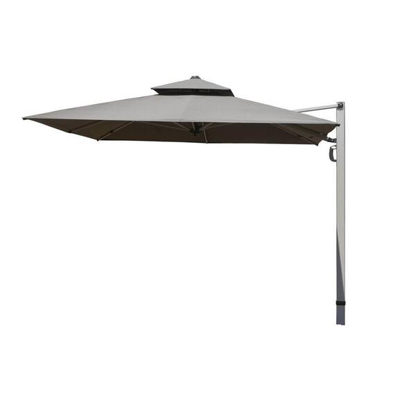 9 ft. x 11 ft. Rectangular Cantilever Patio Umbrella with Center Pole, 9-Rib in Gray(Base Not Included)