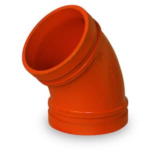 1-1/2 in. Ductile Iron 45-Degree Grooved Elbow Fitting, Joins Pipes in Wet and Dry Systems, Full Flow, Orange