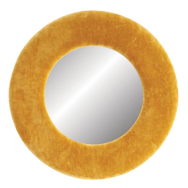 3R Studios Small Round Yellow Art Deco Mirror (1.5 in. H x 16 in. W)