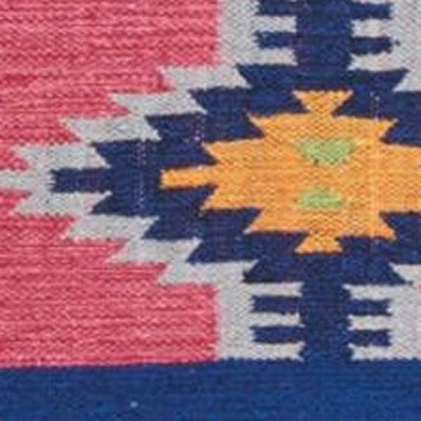 8 ft. x 10 ft. Gray and Red Southwestern Handmade Area Rug with Fringe