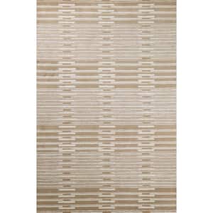 Princeton Beige 4 ft. x 6 ft. (3 ft. 6 in. x 5 ft. 6 in.) Striped Contemporary Accent Rug