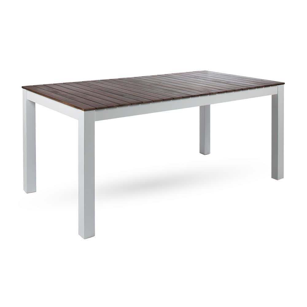 White Acacia Wood Outdor Dining Table with Dark Brown Table Top for Patio, Backyard price history on PriceWatchPro