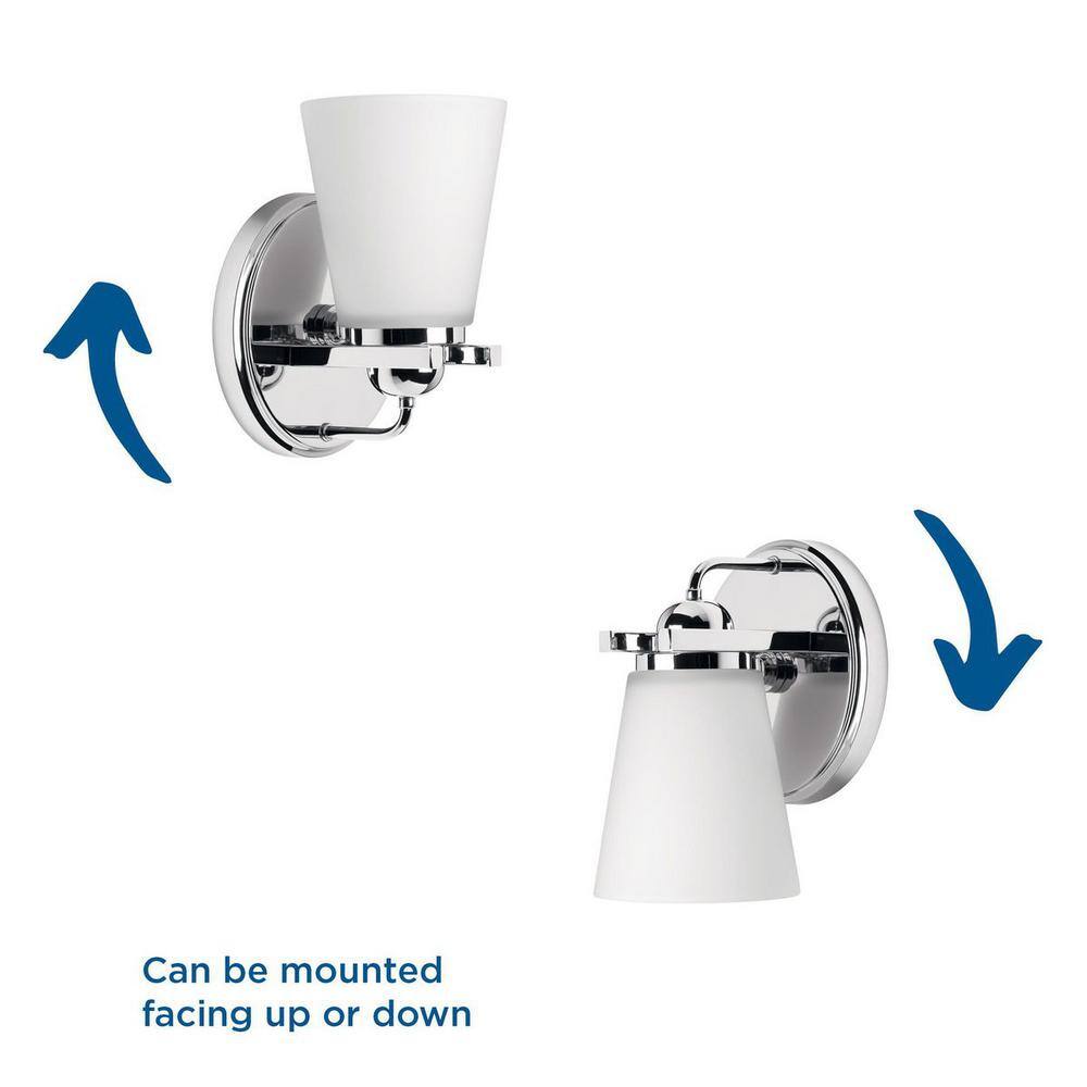 Polished Chrome 1-Light Wall Sconce with Etched Glass Shade