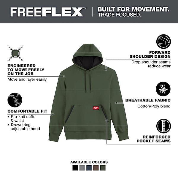 Men's Large Green FREEFLEX Pullover Hoodie