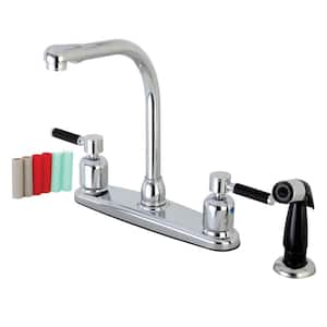 Kaiser 8 in. Centerset 2-Handle Standard Kitchen Faucet and Sprayer in Polished Chrome