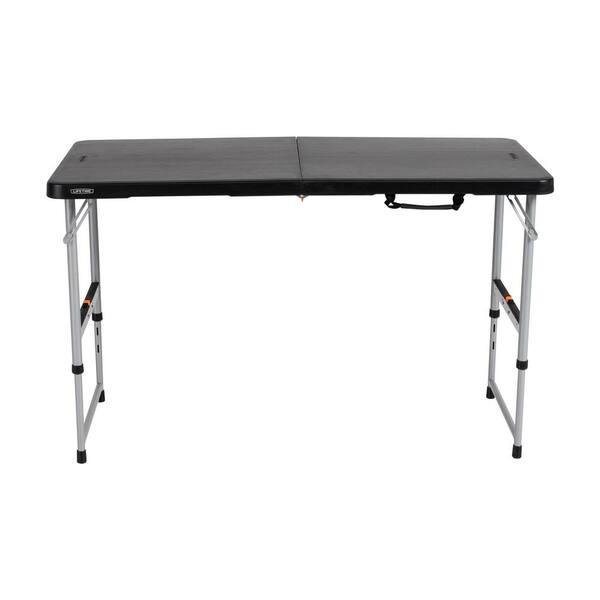 Lifetime 4 Ft Black Resin Adjustable Height Fold In Half Folding Table 80869 The Home Depot