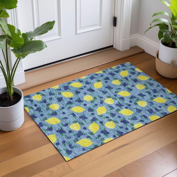 Chantille Machine Washable Indoor/Outdoor Abstract ACN2354 Denim 2 ft. x 3 ft. Accent Rug