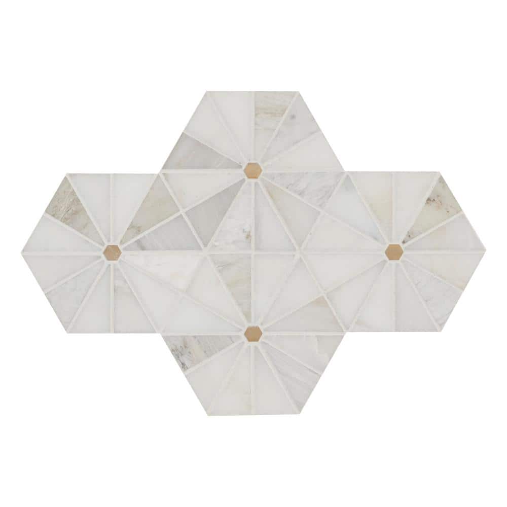 MSI Elegante White Pinwheel 11 in. x 12 in. Stone/Metal Mesh