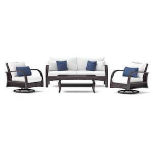 Barcelo 4-Piece Wicker Motion Patio Seating Set With Sunbrella Bliss Ink Cushions