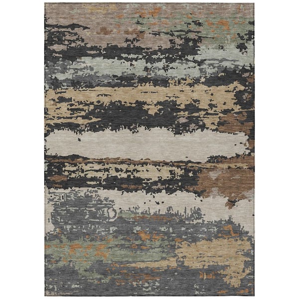 Chantille Machine Washable Indoor/Outdoor Abstract ACN2592 Charcoal 9 ft. x 12 ft. Area Rug
