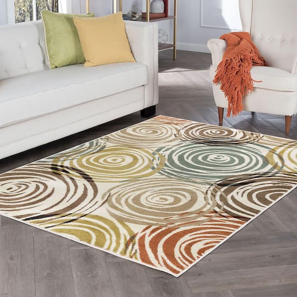 Deco Abstract Ivory 8 ft. x 10 ft. Indoor Area Rug