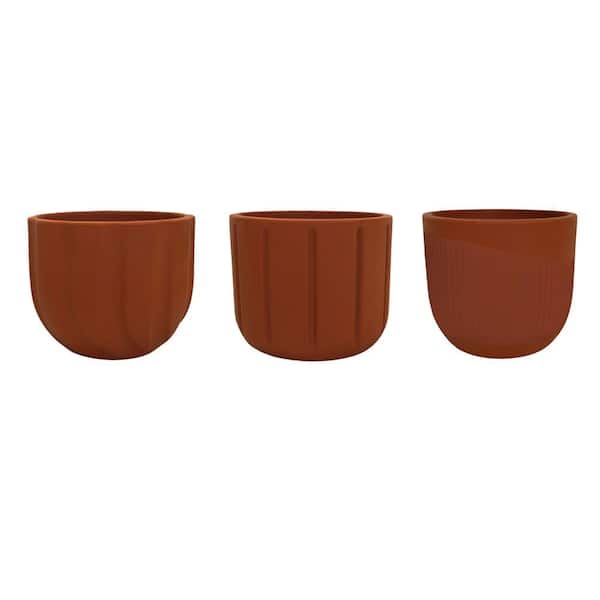 Spello 6 in. x 6 in. Terracotta Polyethylene Resin Cachepot (3-Pack)