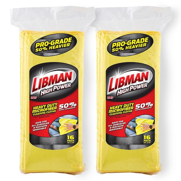 Libman 14 in. x 14 in. High Power Pro-Grade Heavy-Duty Microfiber Cloth Towels (32-Pack)