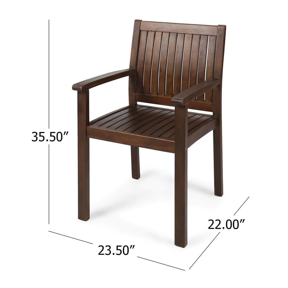 Wilson Dark Brown Acacia Wood Outdoor Dining Chair Set