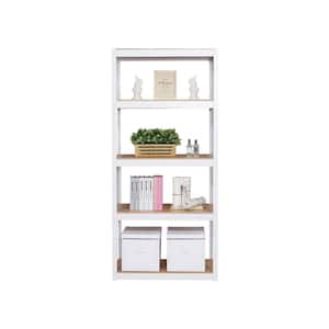 Kepsuul 77 in. White Wood 4 Shelf Standard Bookcase with Adjustable Shelves