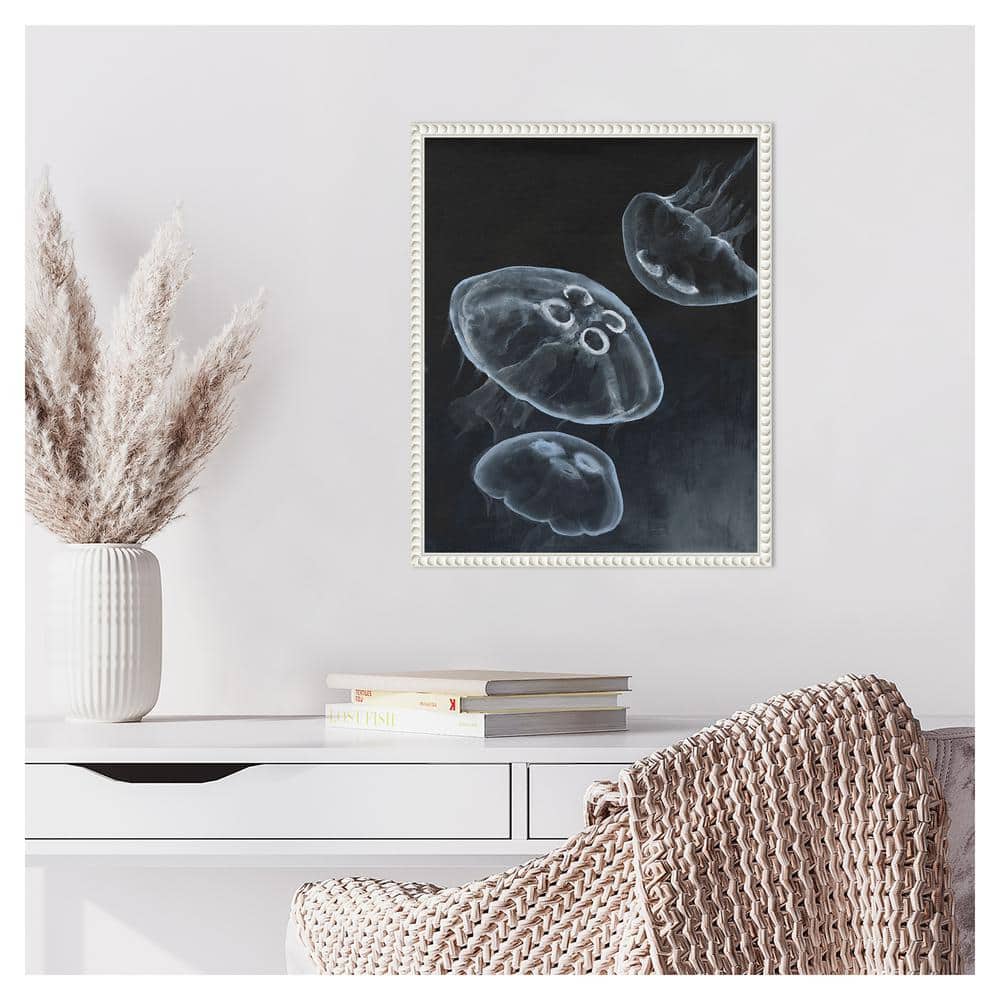 Jellyfish Heaven I White Floater Frame Canvas Print