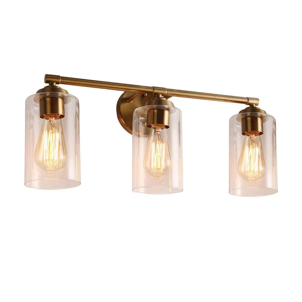 LNC Modern 22 8 In 3 Light Plating Brass Vanity Light With Clear Glass   Plating Brass Lnc Vanity Lighting Lnav7va5167o9c 64 1000 