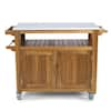 HOMESTYLES Maho Golden Brown Teak Outdoor Barbeque Cart Serving Bar ...