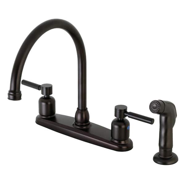 Kingston Brass Modern 2-Handle High Arc Standard Kitchen Faucet with Side Sprayer in Oil Rubbed Bronze