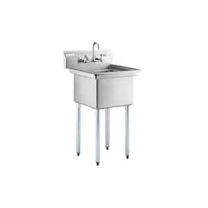 24 in. x 24 in. Freestanding Commercial Laundry/Utility Sink Stainless Steel with Faucet