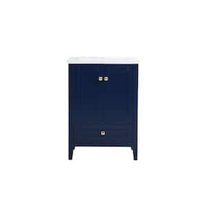 Simply Living 24 in. W x 18 in. D x 34 in. H Bath Vanity in Blue with White Resin Top